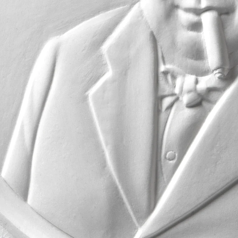 Winston Churchill avec Cigare – Bas-Relief du Bulldog Britannique de la Seconde Guerre mondiale