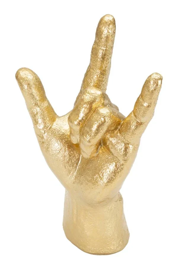 "Statue de main "Rock and Roll" dorée (décoration moderne)"