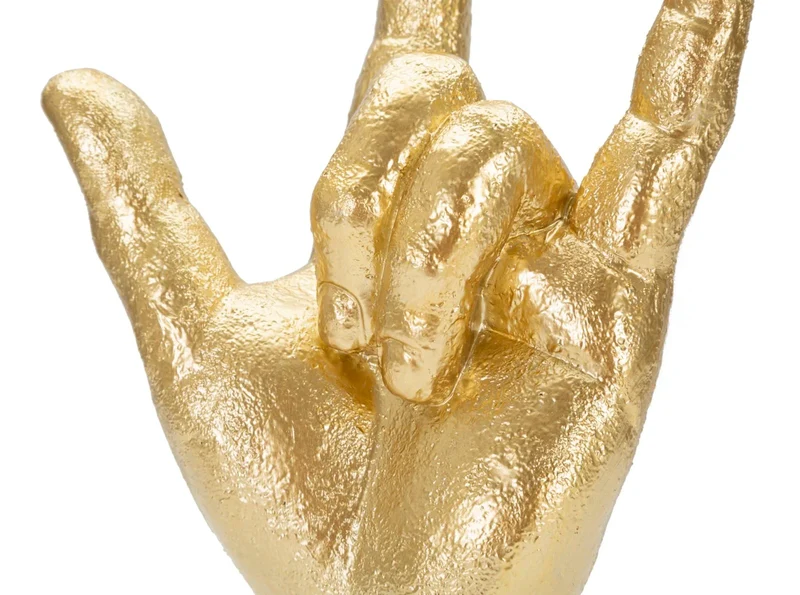 "Statue de main "Rock and Roll" dorée (décoration moderne)"