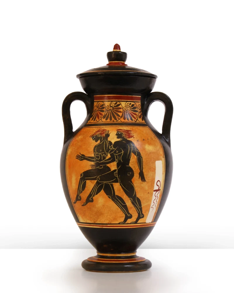 Amphore grecque avec Ajax et Achille à figures noires