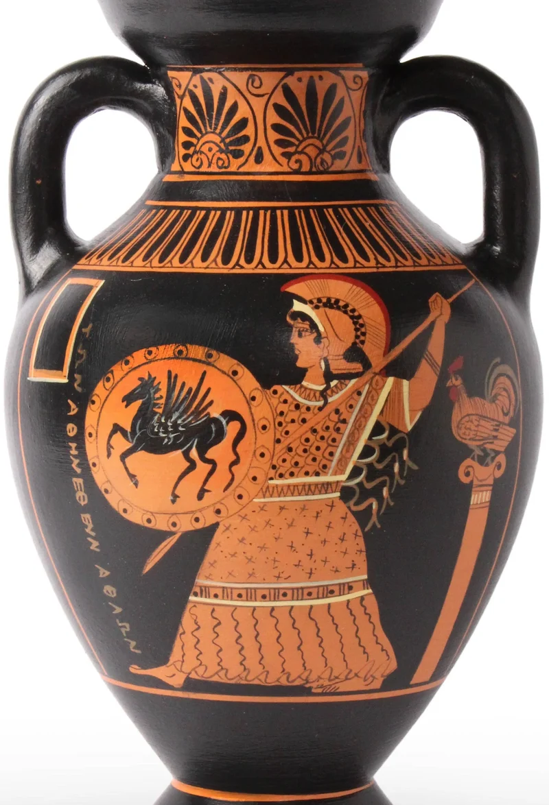 Amphore grecque avec Athéna à figures rouges