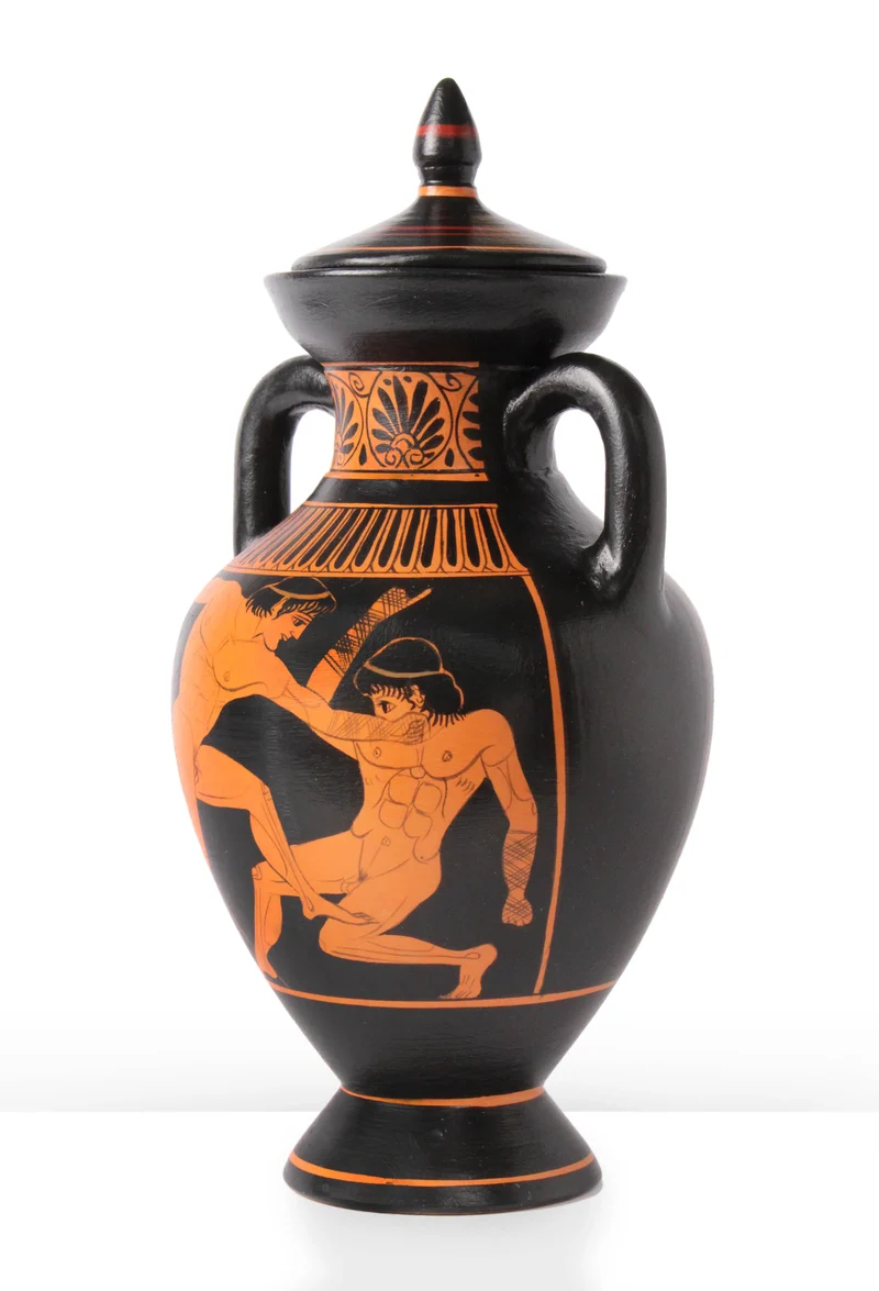 Amphore grecque avec Athéna à figures rouges