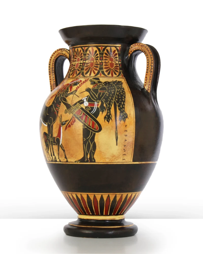 Amphore grecque avec Athéna et Hercule à figures noires