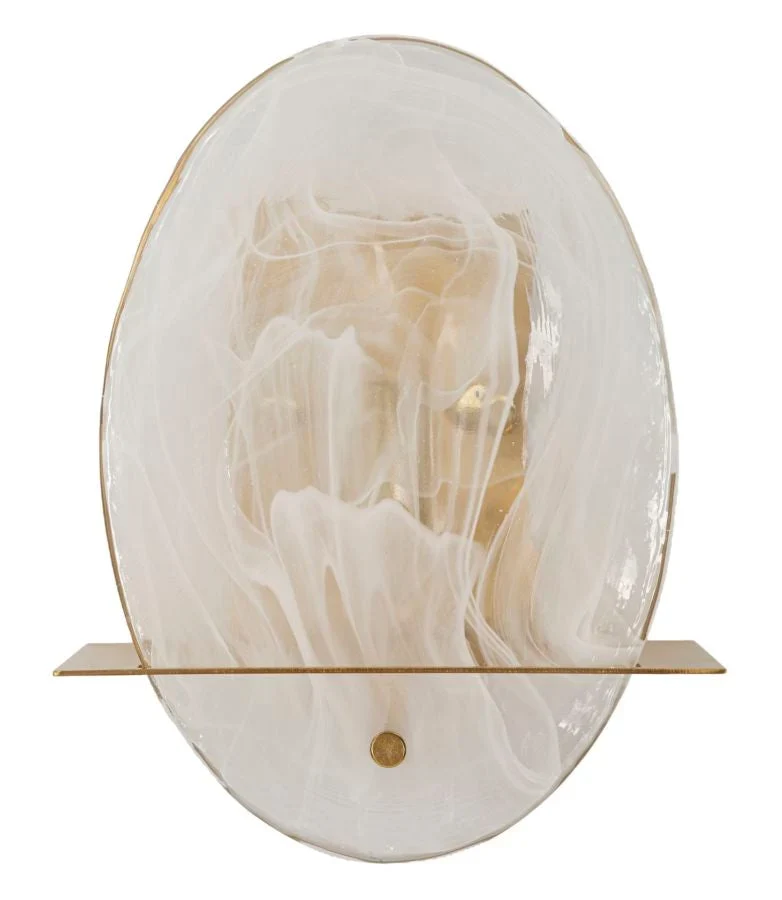 Applique murale dorée et blanche avec abat-jour ovale – Portlan Decorative Light