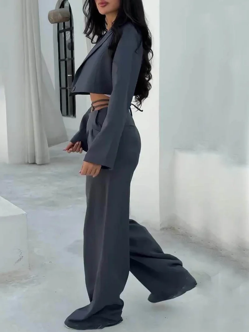Unique Fashion Tie-Waist Pocket Wide-Leg Pants