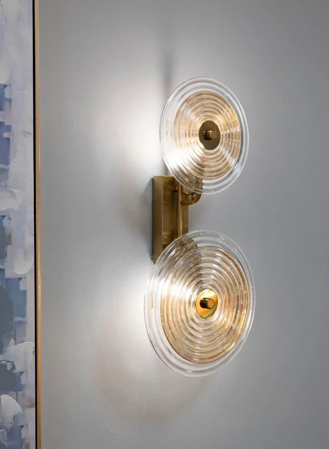 Applique murale dorée et en verre avec disques blancs – Collection Venice