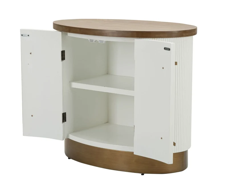 Armoire blanche à 2 portes avec accents en bois – Tolosa Collection
