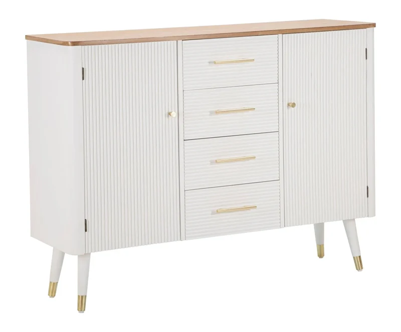Armoire en bois blanc avec tiroirs – Rangement Matera