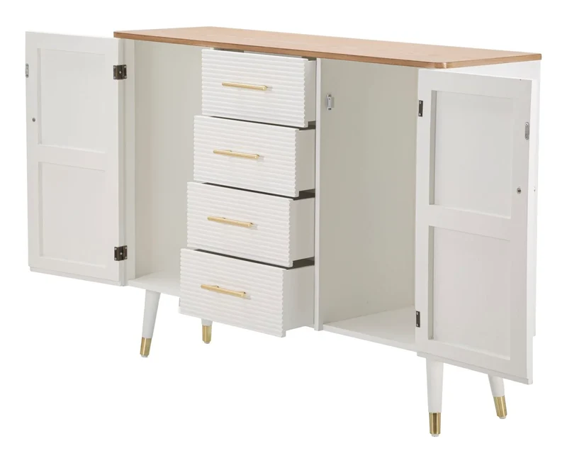 Armoire en bois blanc avec tiroirs – Rangement Matera