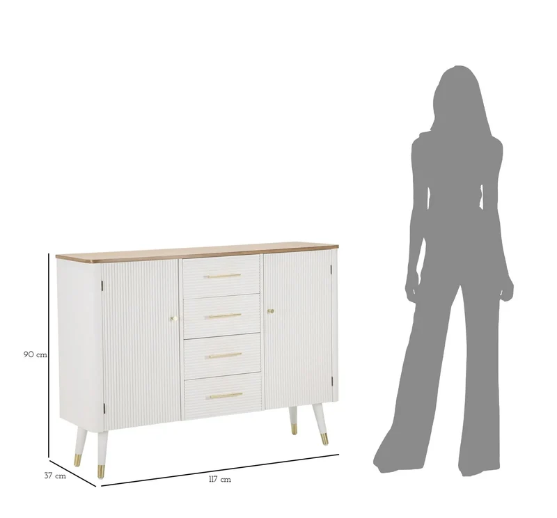 Armoire en bois blanc avec tiroirs – Rangement Matera