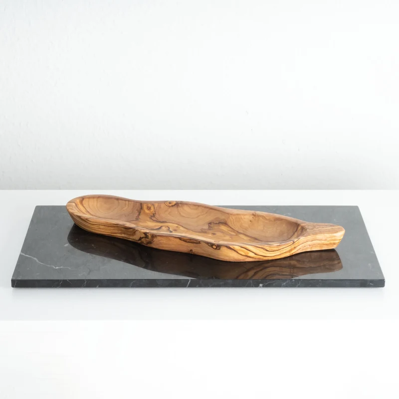 Assiette en Forme de Feuille en Bois d’Olivier Fait Main