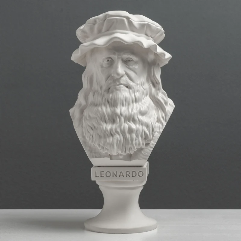 Buste de Léonard de Vinci – Maître de la Renaissance (Statue Blanche)