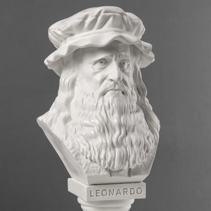 Buste de Léonard de Vinci – Maître de la Renaissance (Statue Blanche)
