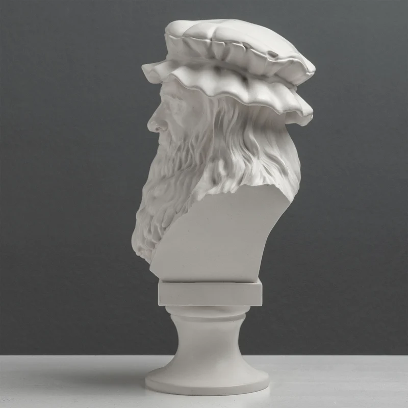 Buste de Léonard de Vinci – Maître de la Renaissance (Statue Blanche)
