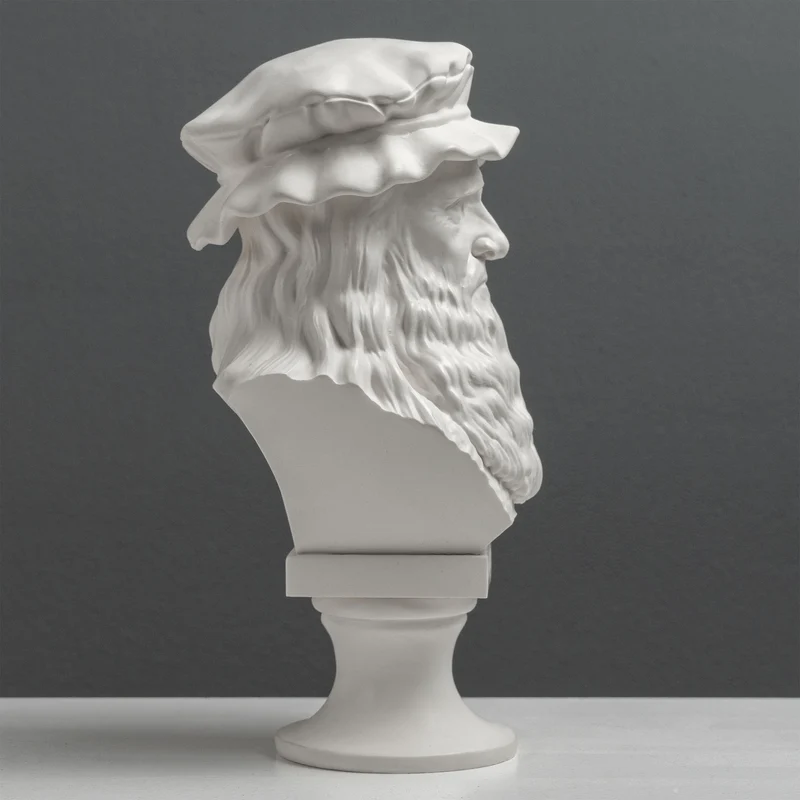 Buste de Léonard de Vinci – Maître de la Renaissance (Statue Blanche)