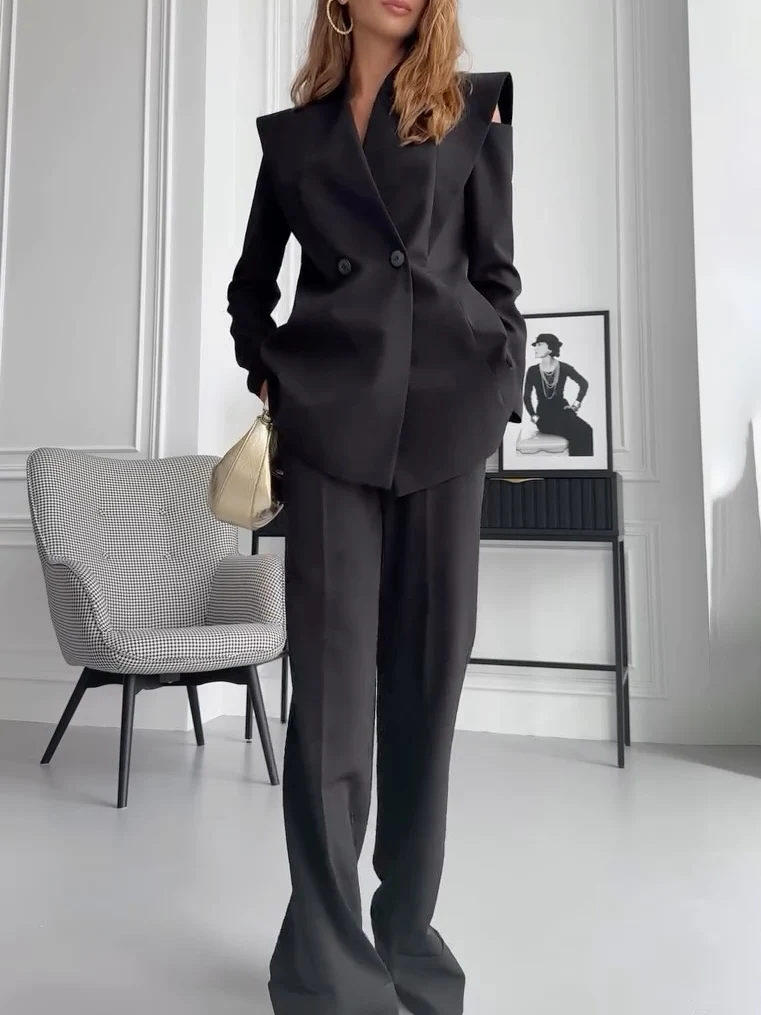 Elegant High-Waisted Suit Trousers
