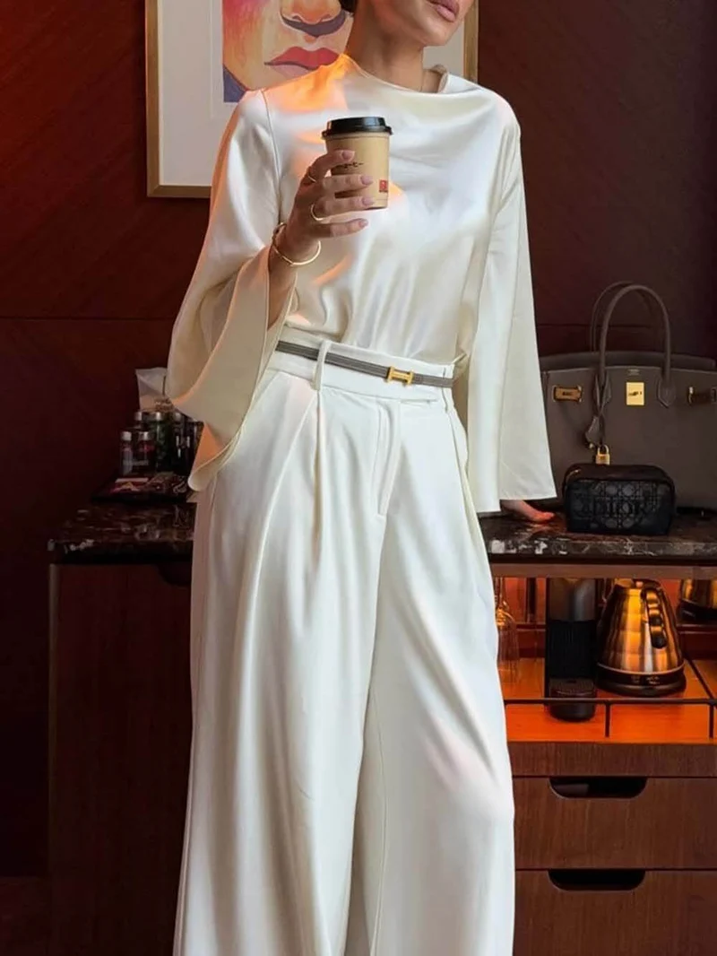 Exquisite Pleated Pocket Wide-Leg Pants
