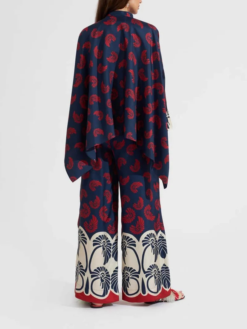 Unique Irregular Print Patchwork Oversized Button-Down Shirt
