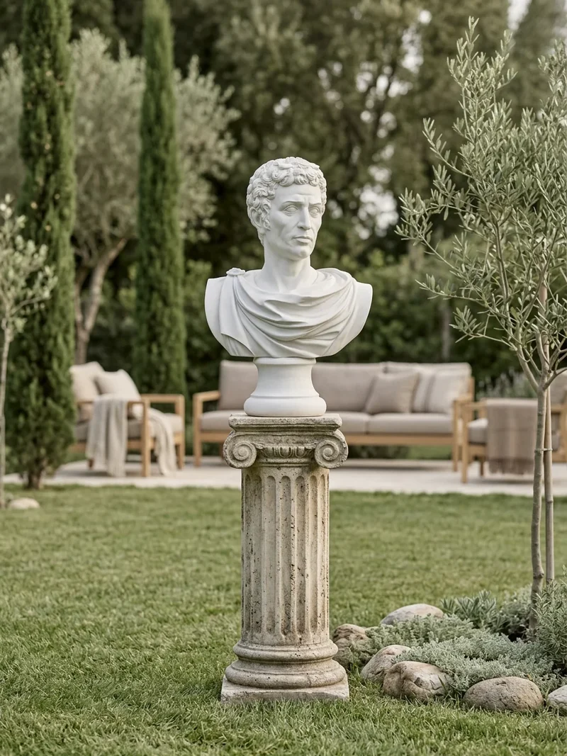 Buste de Sénateur Romain en Toge - sculpture en marbre
