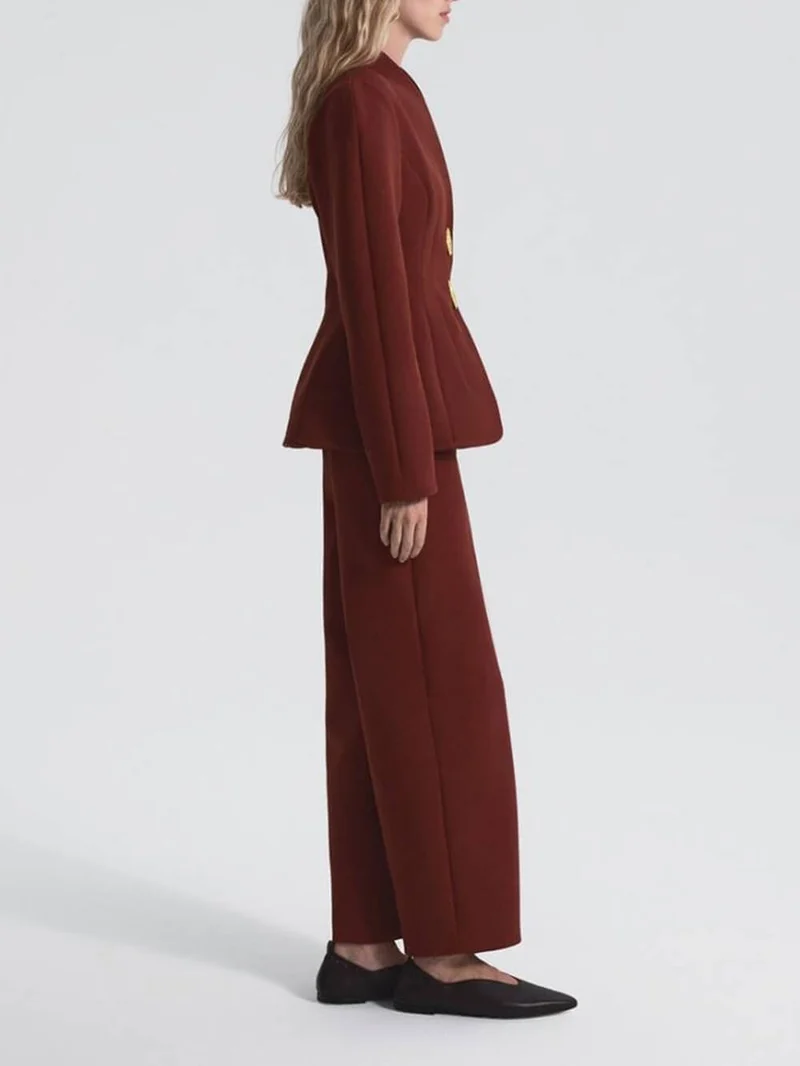 Exquisite Burgundy Slim Pocket Pants