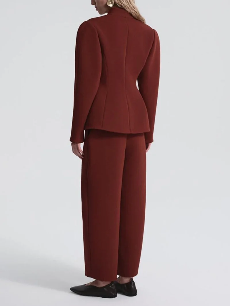 Exquisite Burgundy Slim Pocket Pants