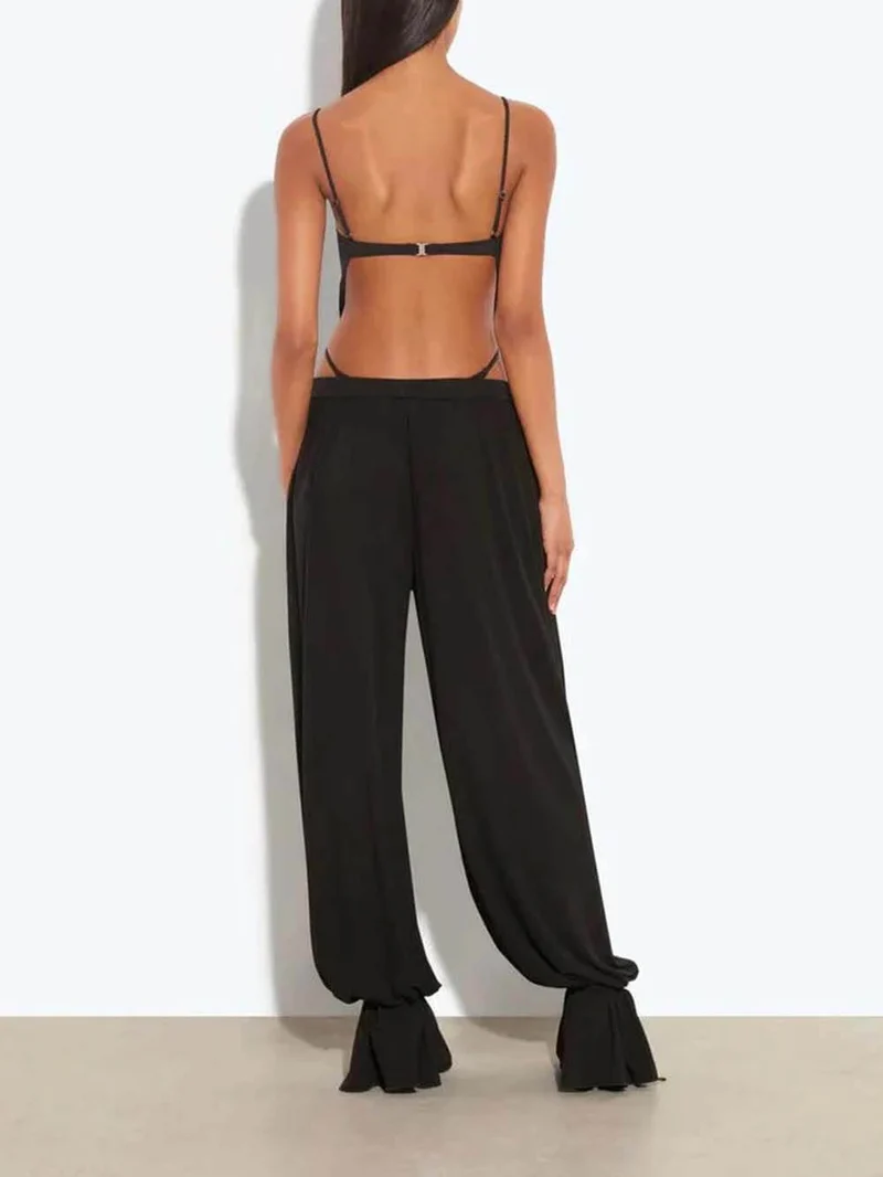 Casual Ruched Pocket Elastic Waistband Pants