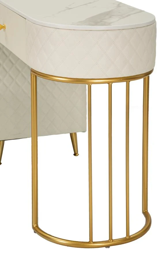 Bureau blanc avec tabouret assorti – Mobilier de chambre Sharon avec plateau en marbre