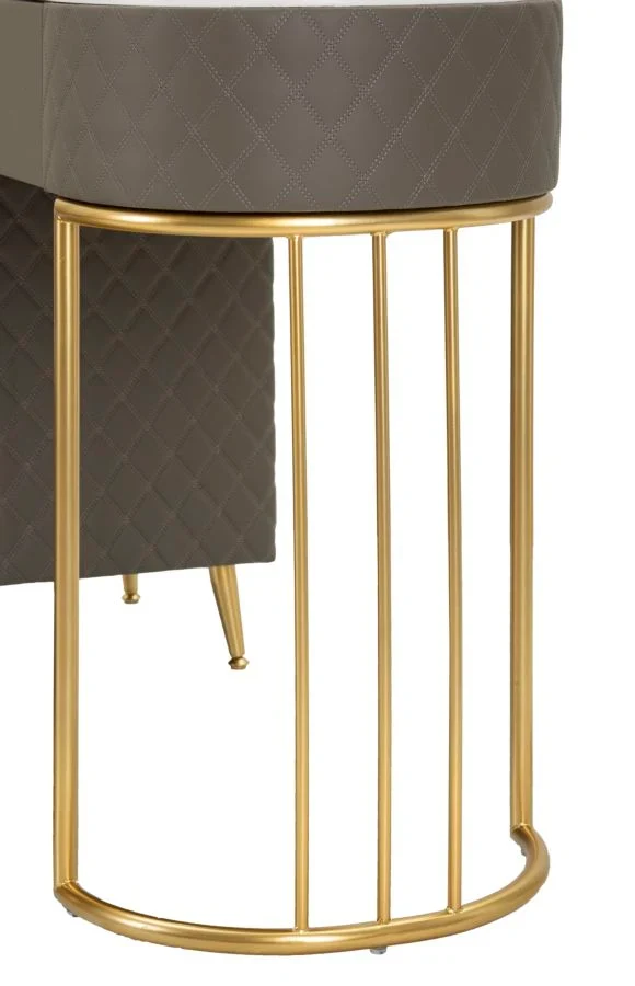 Bureau gris avec tabouret assorti – Mobilier de chambre Sharon avec plateau en marbre