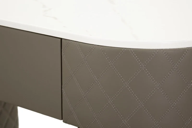 Bureau gris avec tabouret assorti – Mobilier de chambre Sharon avec plateau en marbre