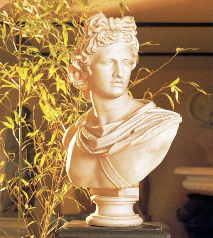 Buste Apollon du Belvédère - grande sculpture en marbre blanc