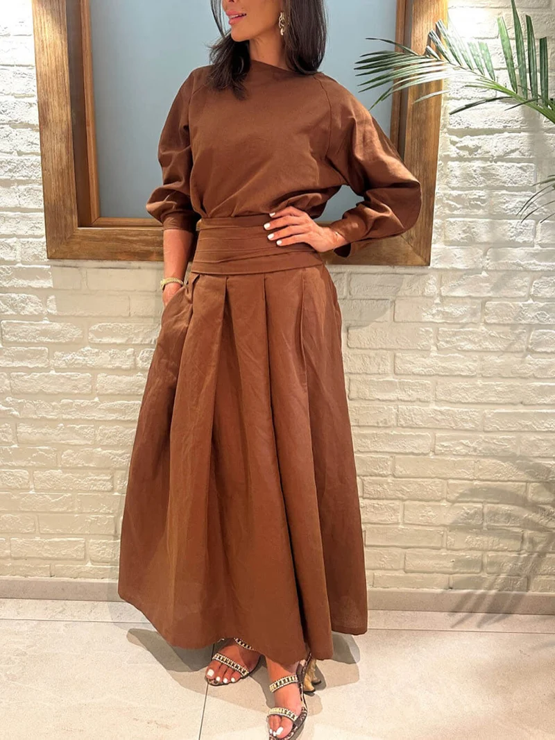 Retro Linen Drop-Shoulder Oversized Top
