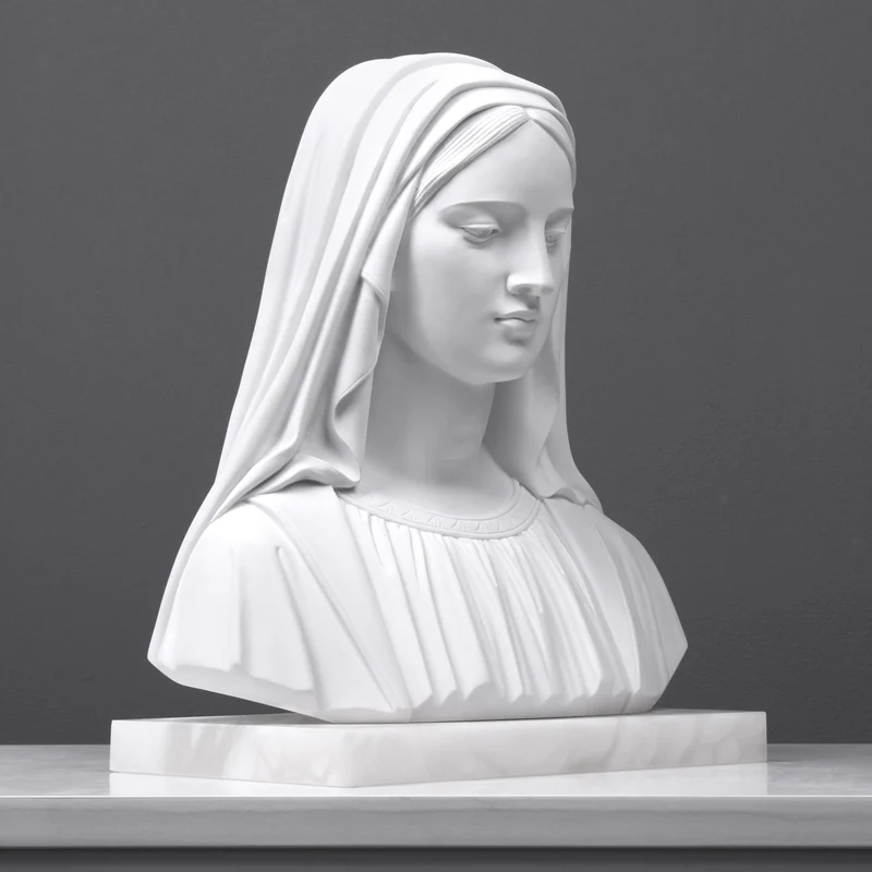 Buste de dame voilée - sculpture en marbre