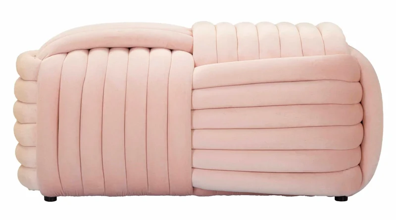 Banc en velours rose – Siège rembourré Sofy