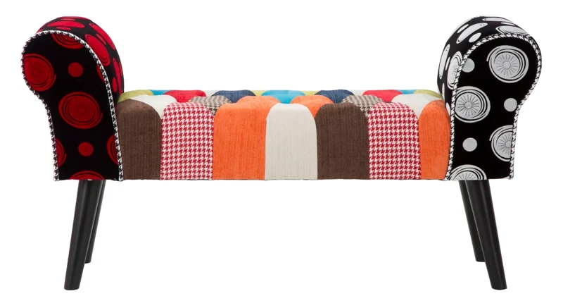 Banc rembourré patchwork – Siège d'entrée multicolore