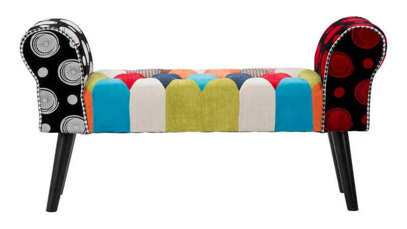 Banc rembourré patchwork – Siège d'entrée multicolore