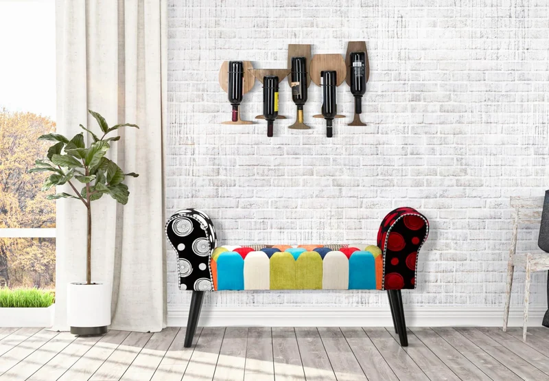 Banc rembourré patchwork – Siège d'entrée multicolore