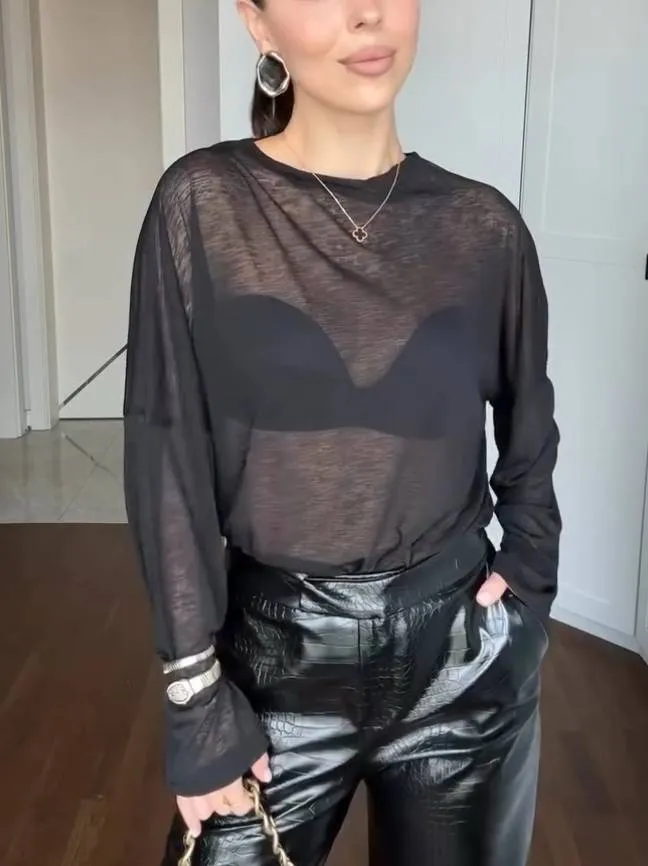 Minimalist Perspective T-shirt And Leather Pants Suit