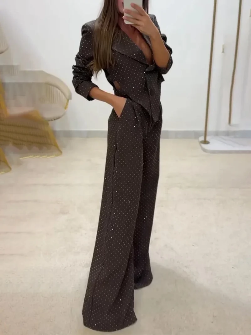Chic Commute High-Waist Sequin Pocket Pants