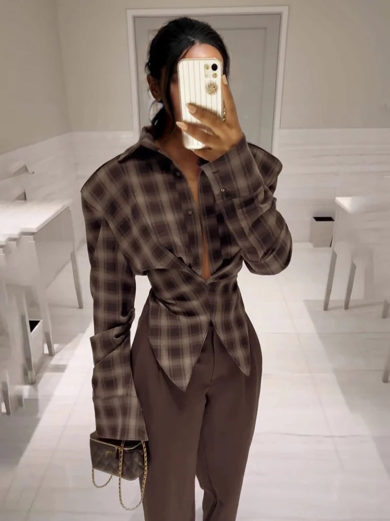 Exquisite Vintage Plaid Long-sleeved Shirt