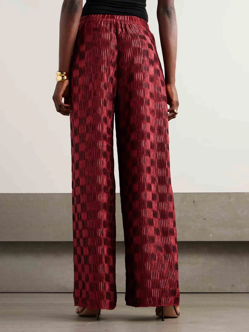 Exquisite Textured High-Waisted Wide-Leg Pants