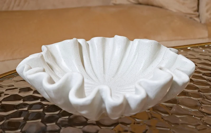 Bol décoratif en résine blanche – Style contemporain Stons
