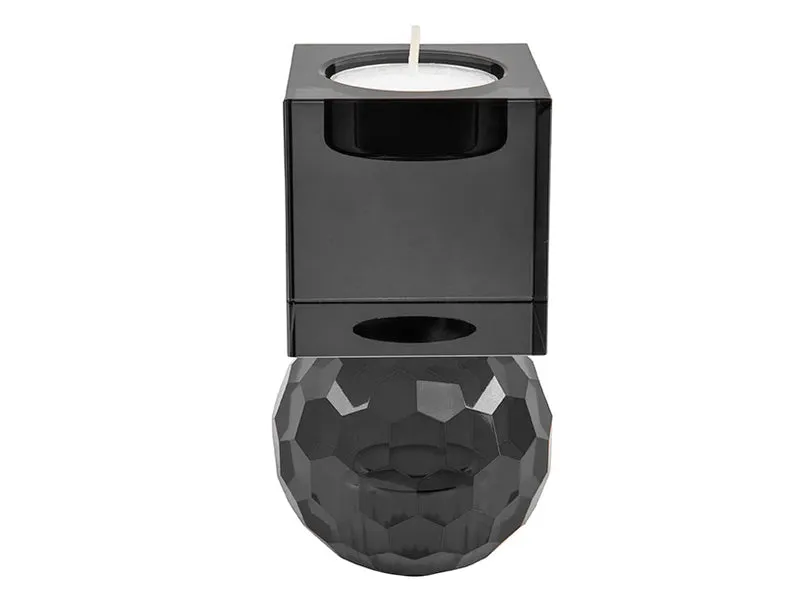Bougeoir Noir de Luxe – Art en Verre Carré Moyen