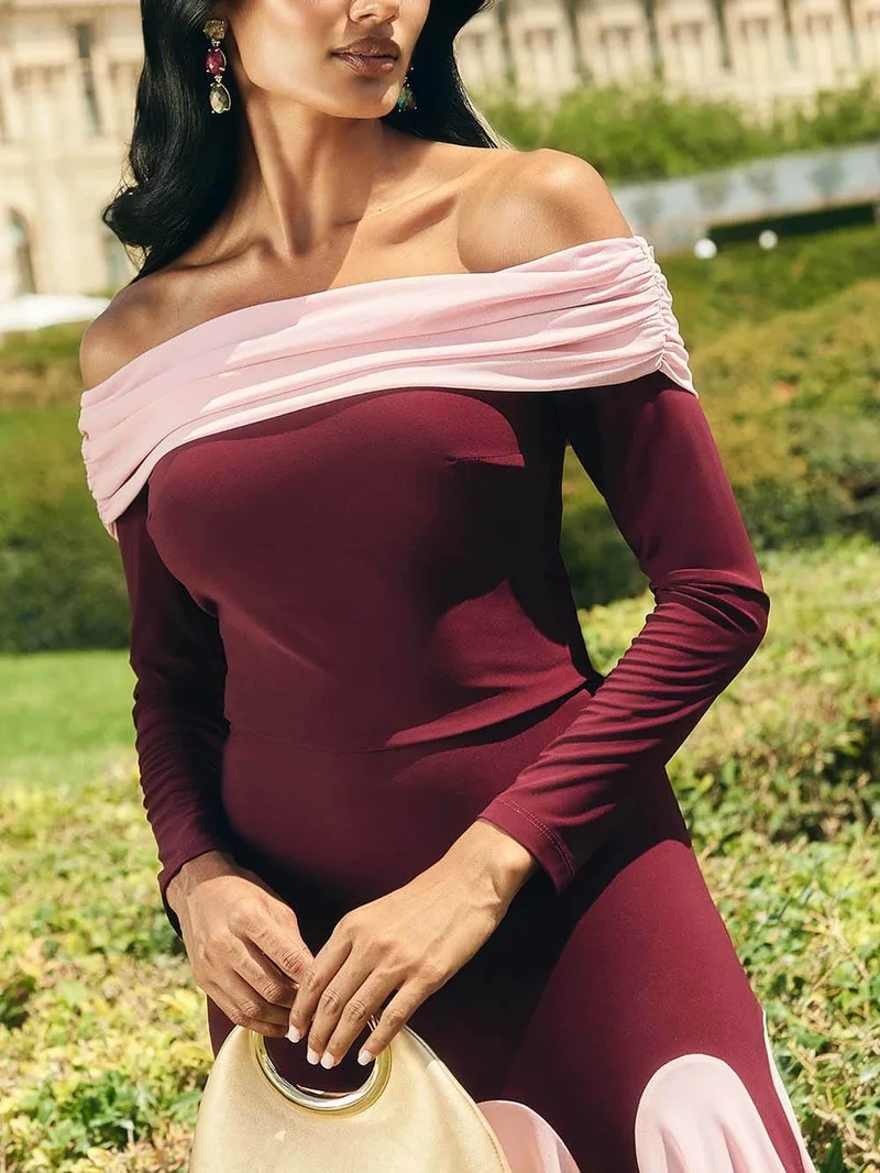 Elegant Layered Two-Tone Off-Shoulder Top