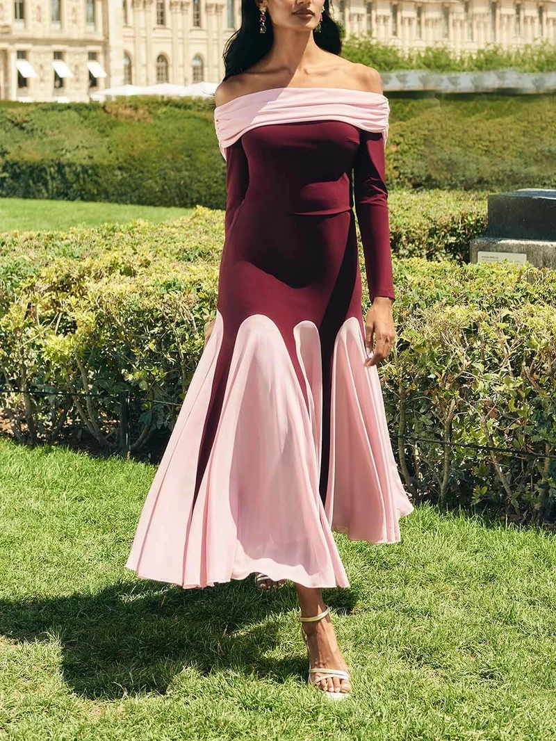 Elegant Layered Two-Tone Off-Shoulder Top