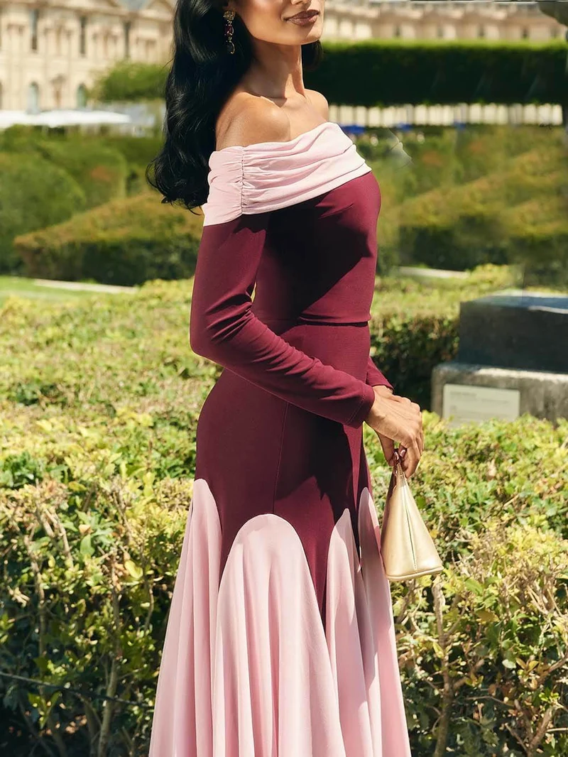 Elegant Layered Two-Tone Off-Shoulder Top