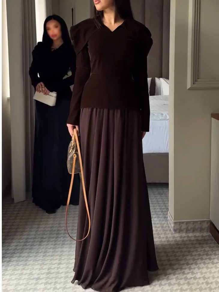 Vintage Velvet Shirt And Skirt Suit-Shirt
