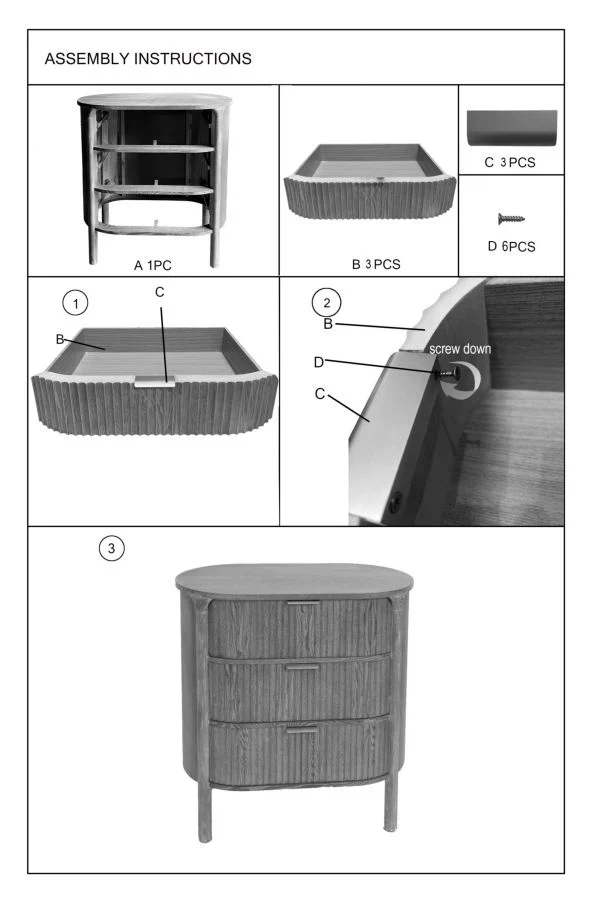Commode en bois avec tiroirs – Collection chambre à coucher Gothenburg
