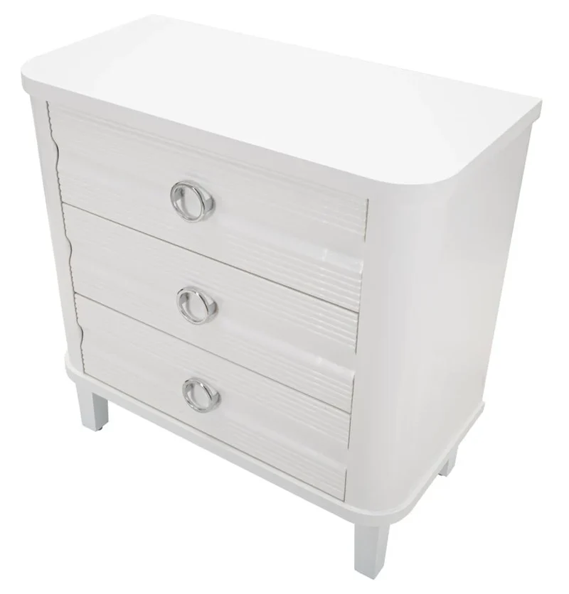 Commode en bois blanc avec tiroirs – Rangement pour chambre à coucher Shine
