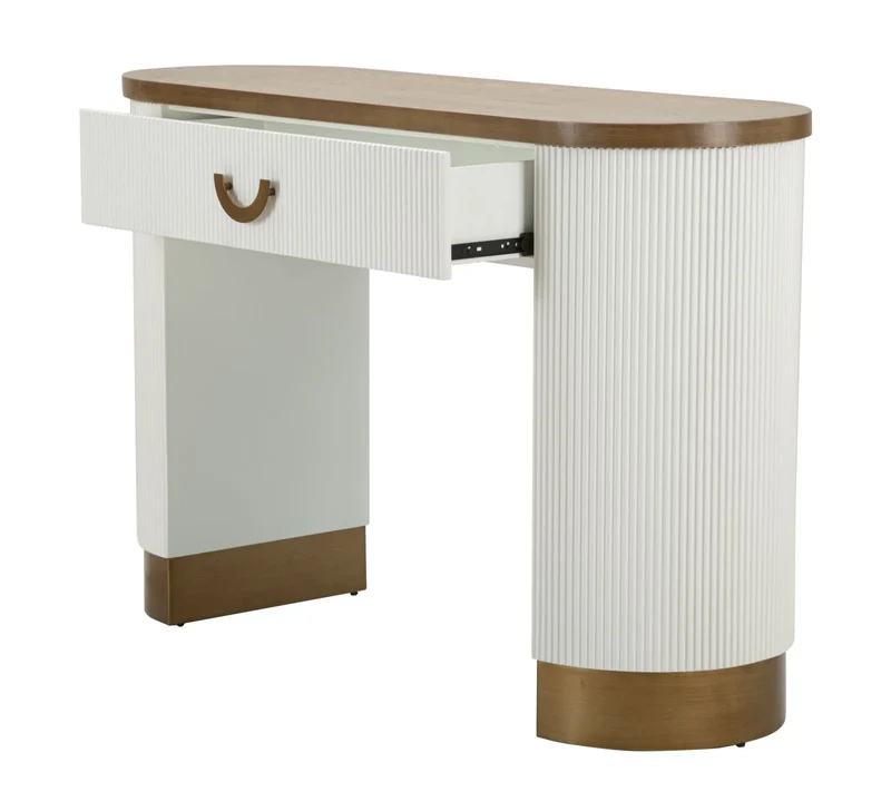 Console blanche avec accents en bois – Tolosa Modern Entryway