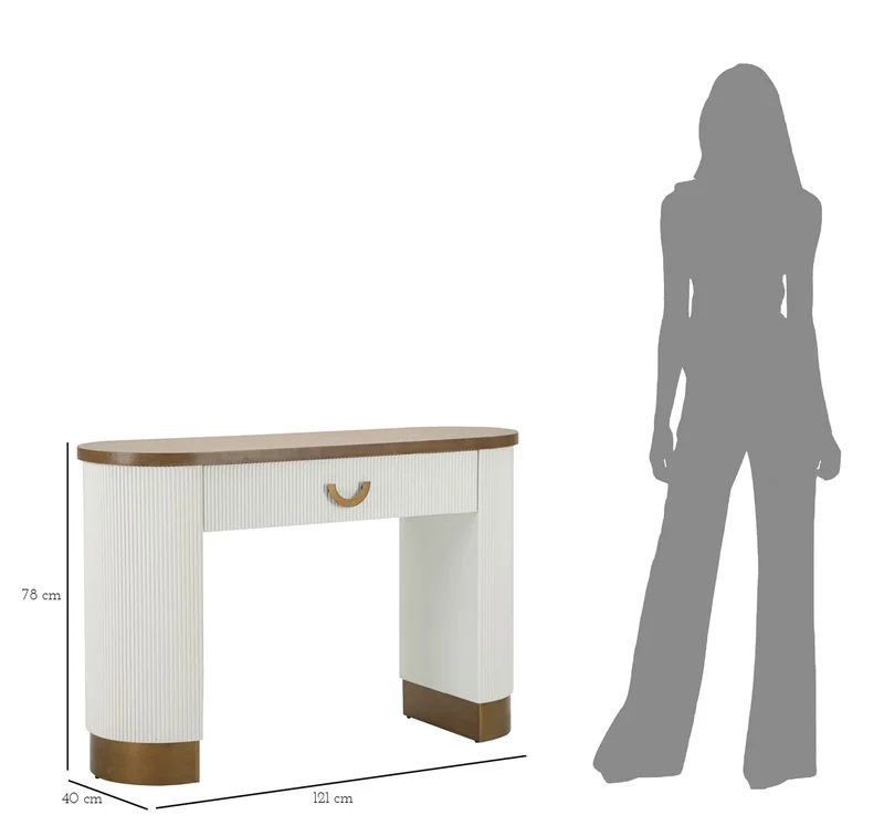 Console blanche avec accents en bois – Tolosa Modern Entryway
